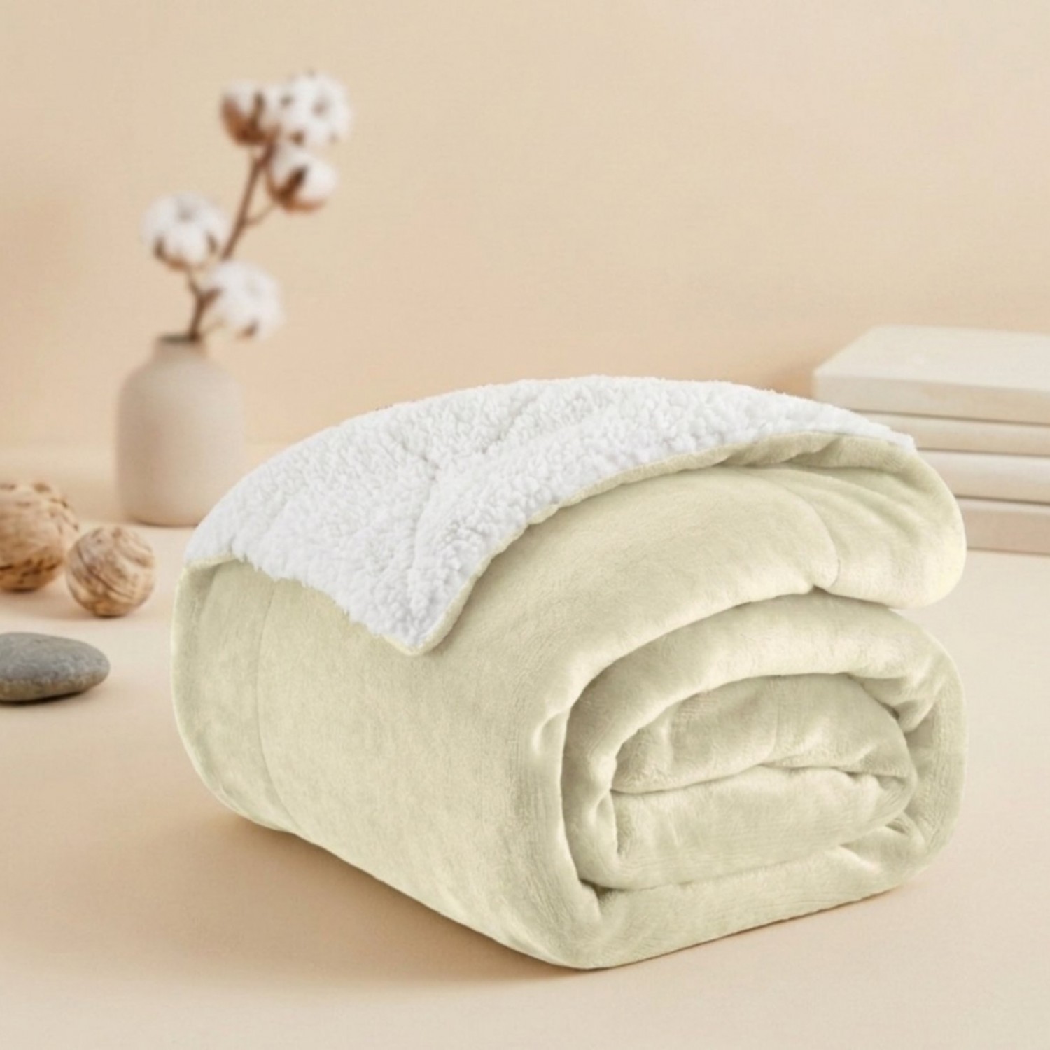 Κουβερτοπάπλωμα Υπέρδιπλο Flannel Sherpa Προβατάκι 220X240 FLANNEL-Εκρού
