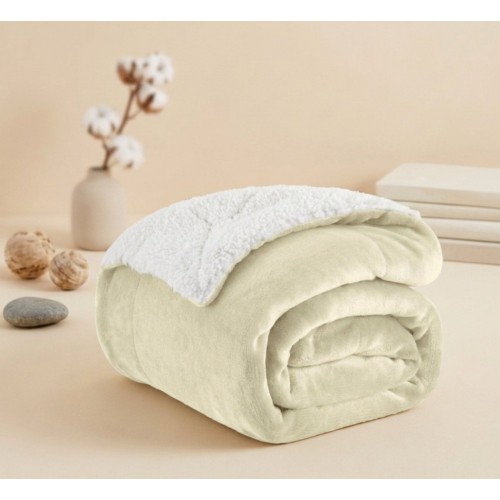 Κουβερτοπάπλωμα Υπέρδιπλο Flannel Sherpa Προβατάκι 220X240 FLANNEL-Εκρού