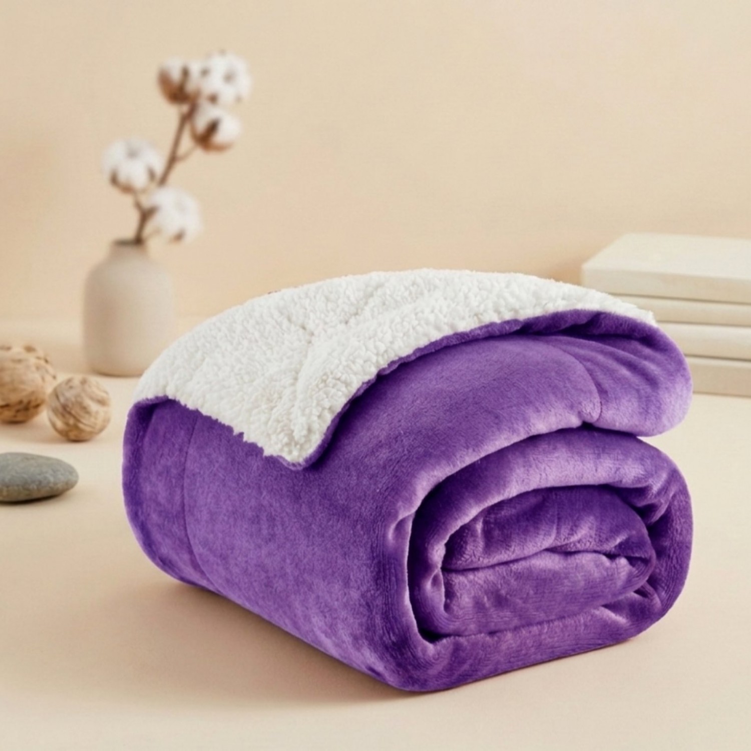 Κουβερτοπάπλωμα Υπέρδιπλο Flannel Sherpa Προβατάκι 220X240 FLANNEL-Μώβ