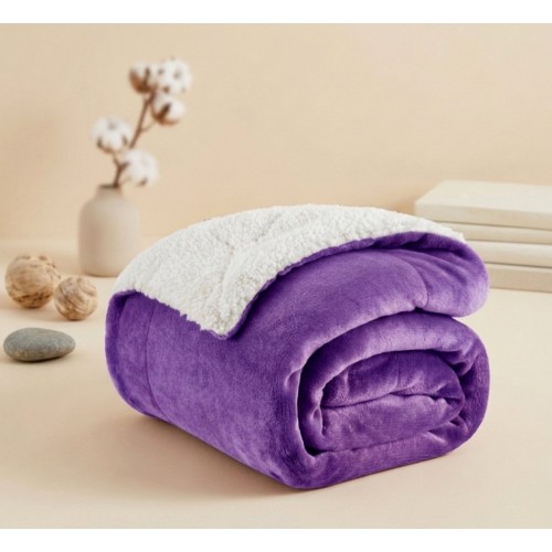 Κουβερτοπάπλωμα Υπέρδιπλο Flannel Sherpa Προβατάκι 220X240 FLANNEL-Μώβ