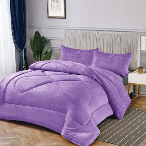 1+1 Ισοθερμικό Κουβερτοπάπλωμα Υπέρδιπλο 6kg Flannel Προβατάκι 220X240 AHANA-1+1-Μώβ